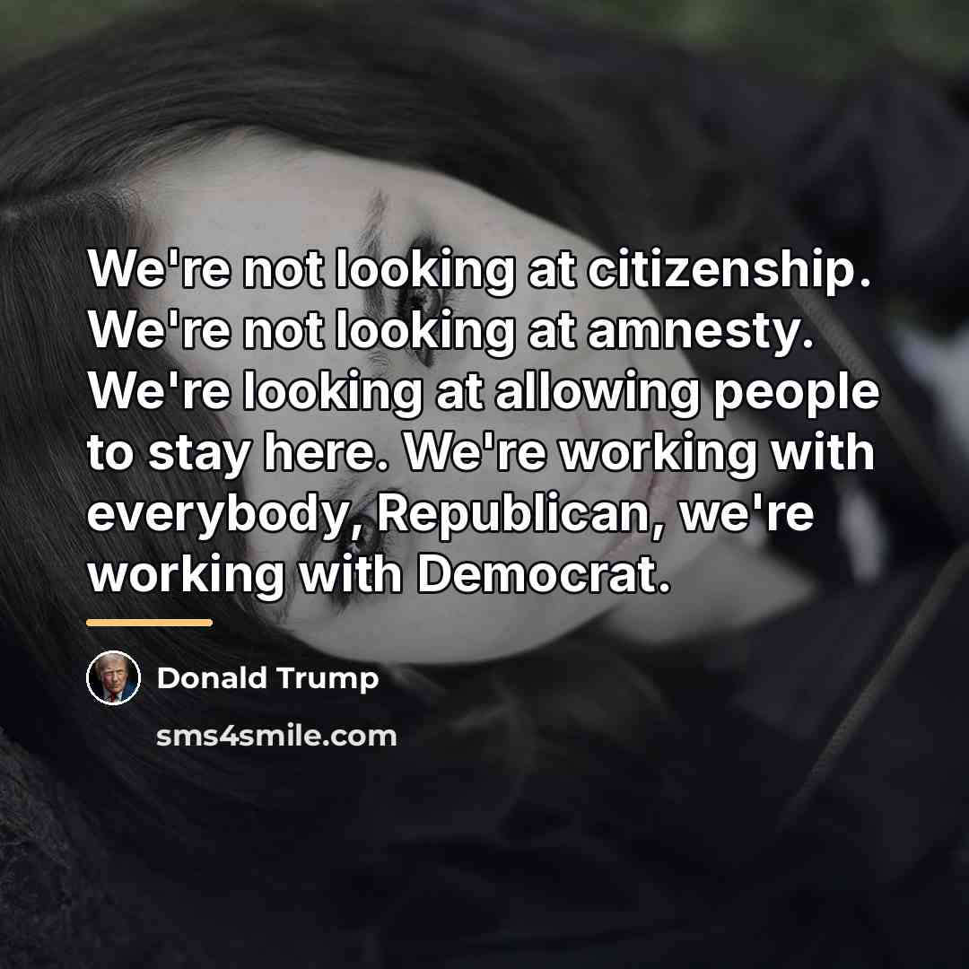 “We're not looking at citizenship. We're not looking at amnesty.…” quote by Donald Trump
