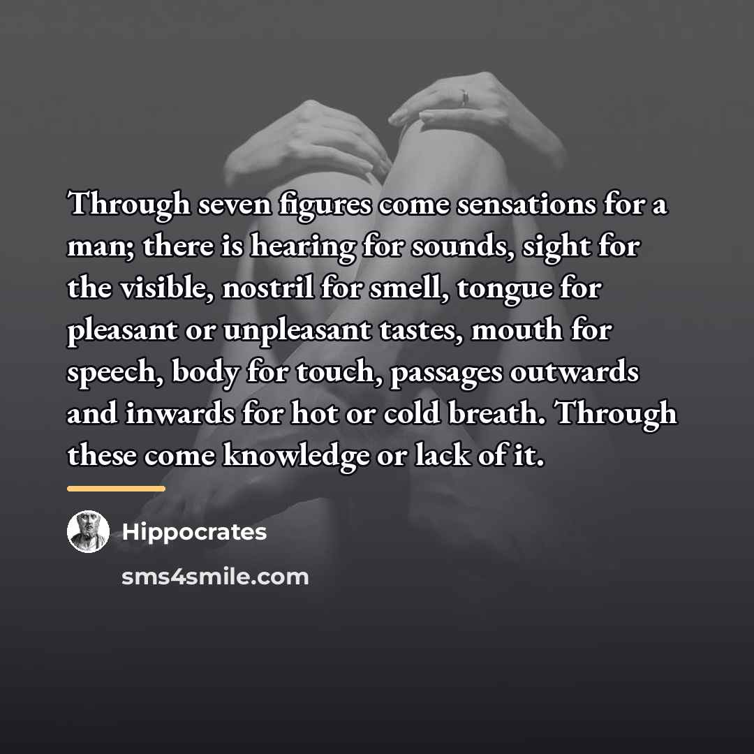 “Through seven figures come sensations for a man; there is…” quote by Hippocrates