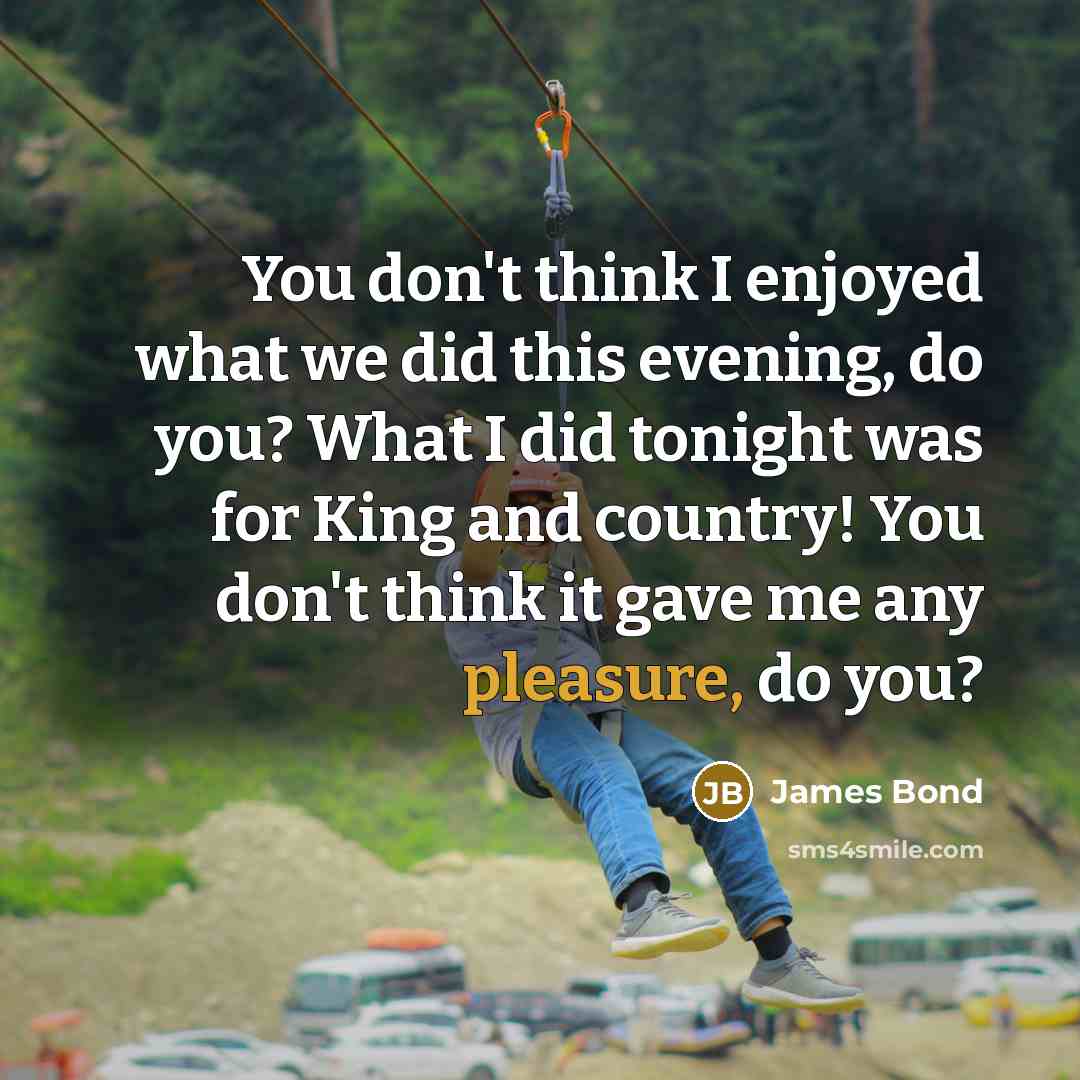 “You don't think I enjoyed what we did this evening,…” quote by James Bond