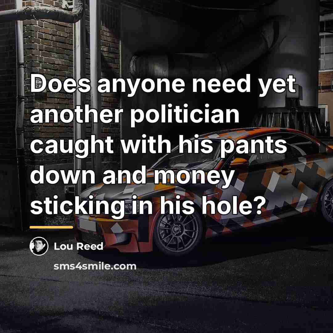 “Does anyone need yet another politician caught with his pants…” quote by Lou Reed