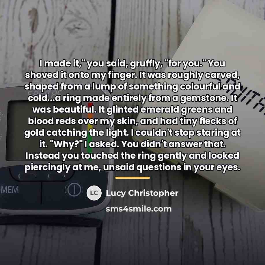 “I made it," you said, gruffly, "for you." You shoved…” quote by Lucy Christopher