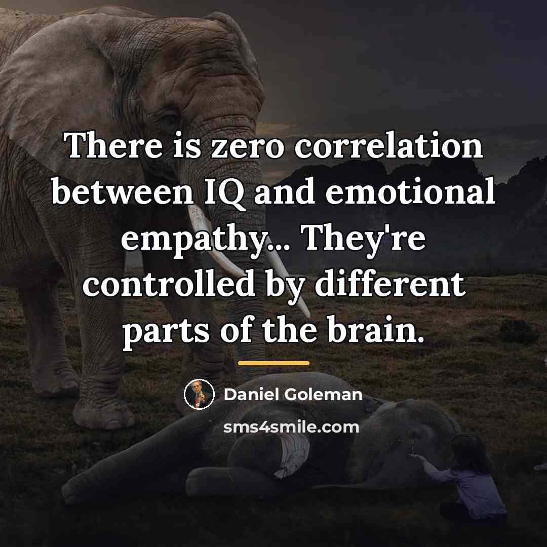 “There is zero correlation between IQ and emotional empathy... They're…” quote by Daniel Goleman