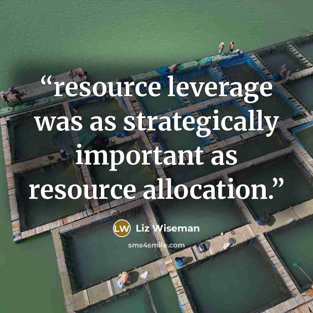 “resource leverage was as strategically important as resource allocation.” quote by Liz Wiseman