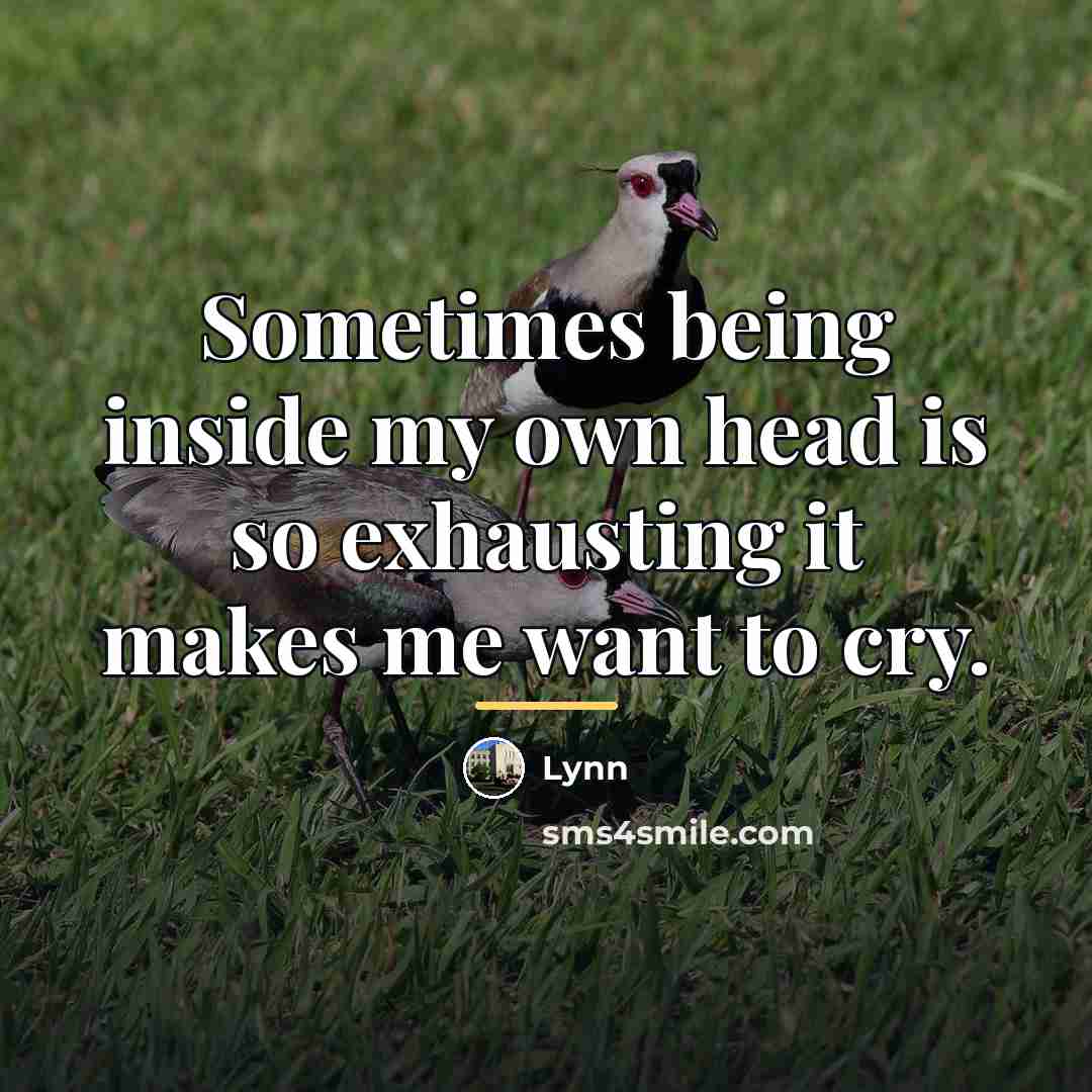 “Sometimes being inside my own head is so exhausting it…” quote by Lynn