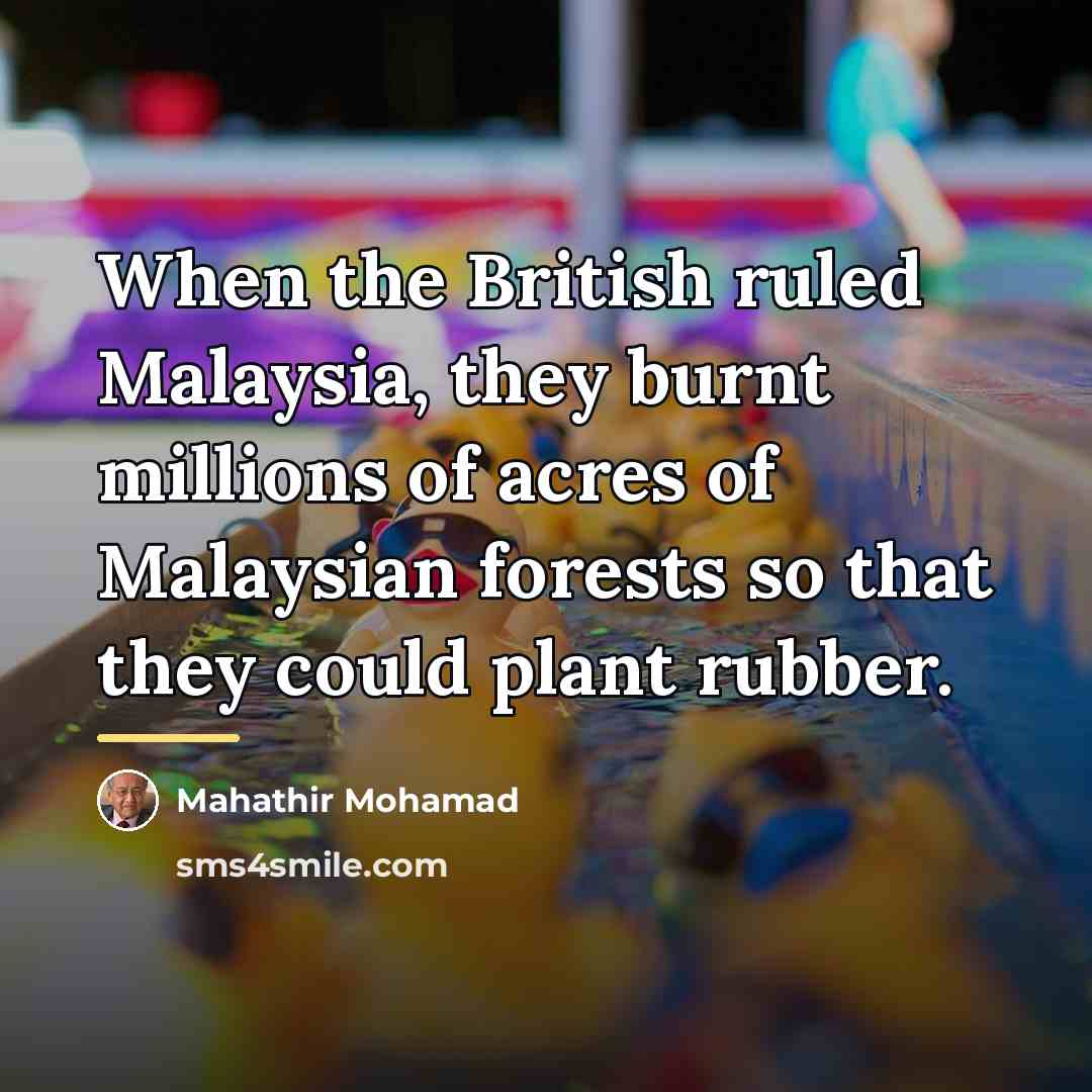 “When the British ruled Malaysia, they burnt millions of acres…” quote by Mahathir Mohamad