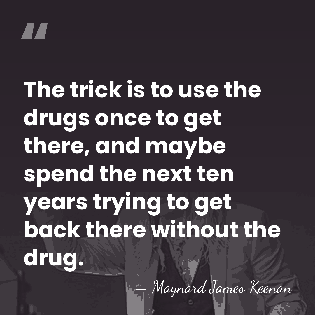 The trick is to use the drugs once to get there, and&hellip; - Maynard James Keenan
