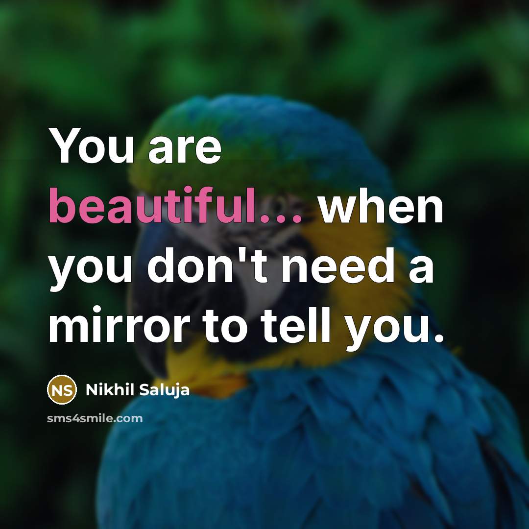 “You are beautiful... when you don't need a mirror to…” quote by Nikhil Saluja