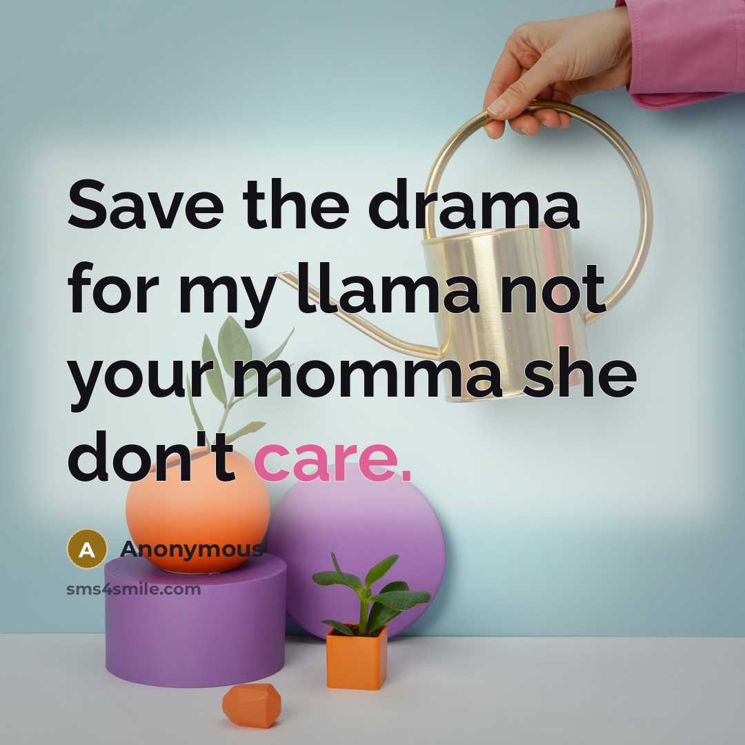 “Save the drama for my llama not your momma she…” quote by Anonymous