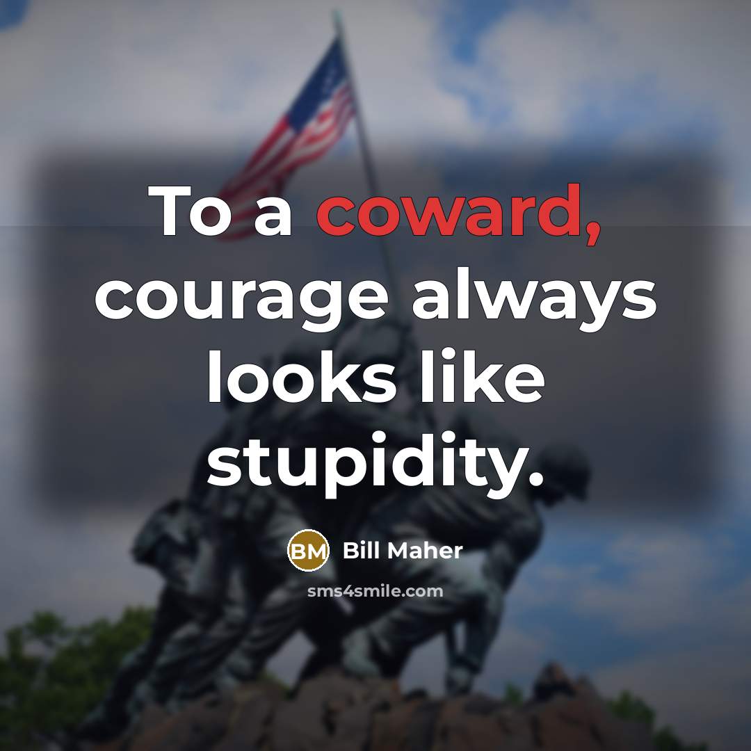 “To a coward, courage always looks like stupidity.…” quote by Bill Maher