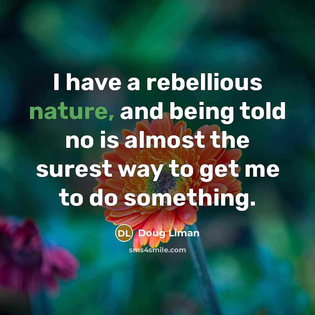 “I have a rebellious nature, and being told no is…” quote by Doug Liman