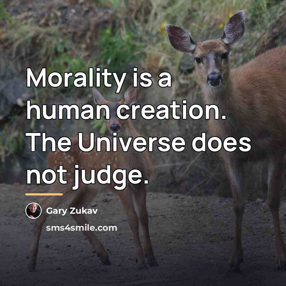 “Morality is a human creation. The Universe does not judge.…” quote by Gary Zukav