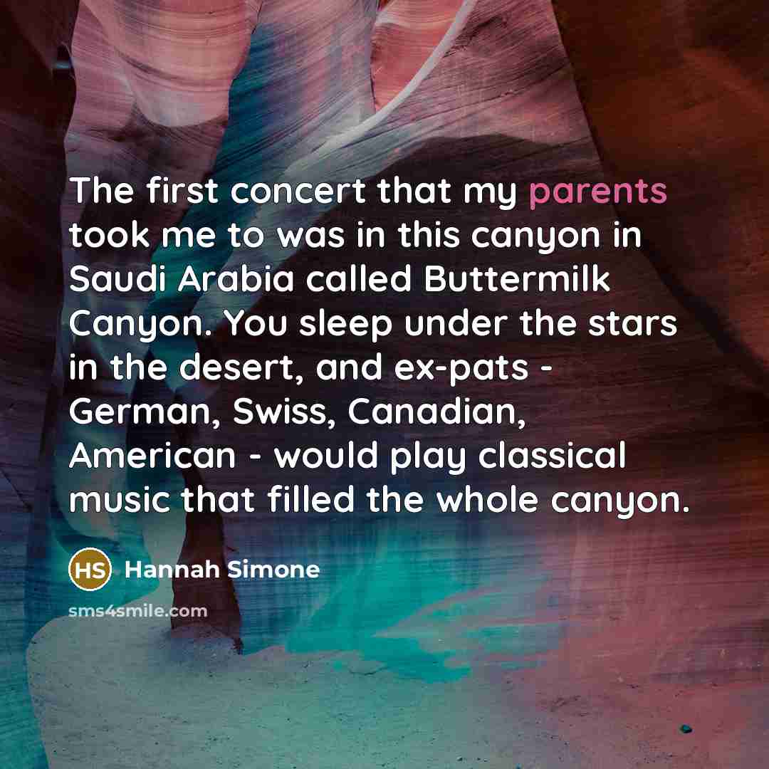 “The first concert that my parents took me to was…” quote by Hannah Simone