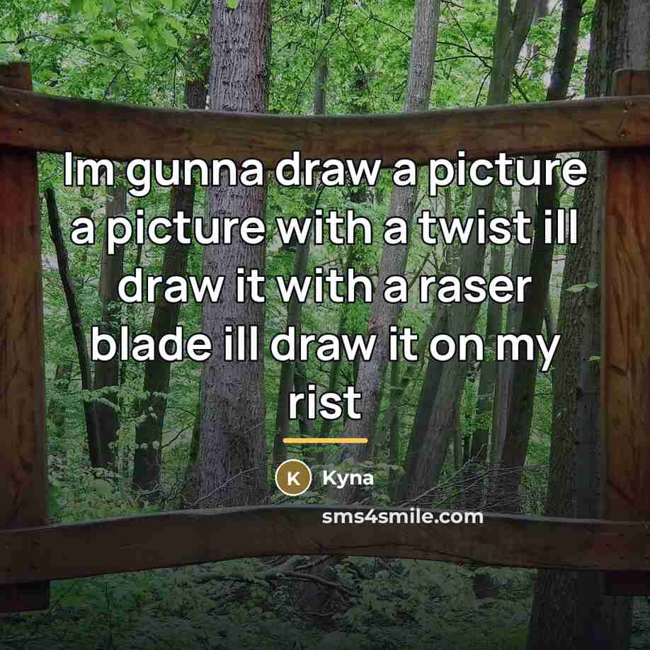 “Im gunna draw a picture a picture with a twist…” quote by Kyna