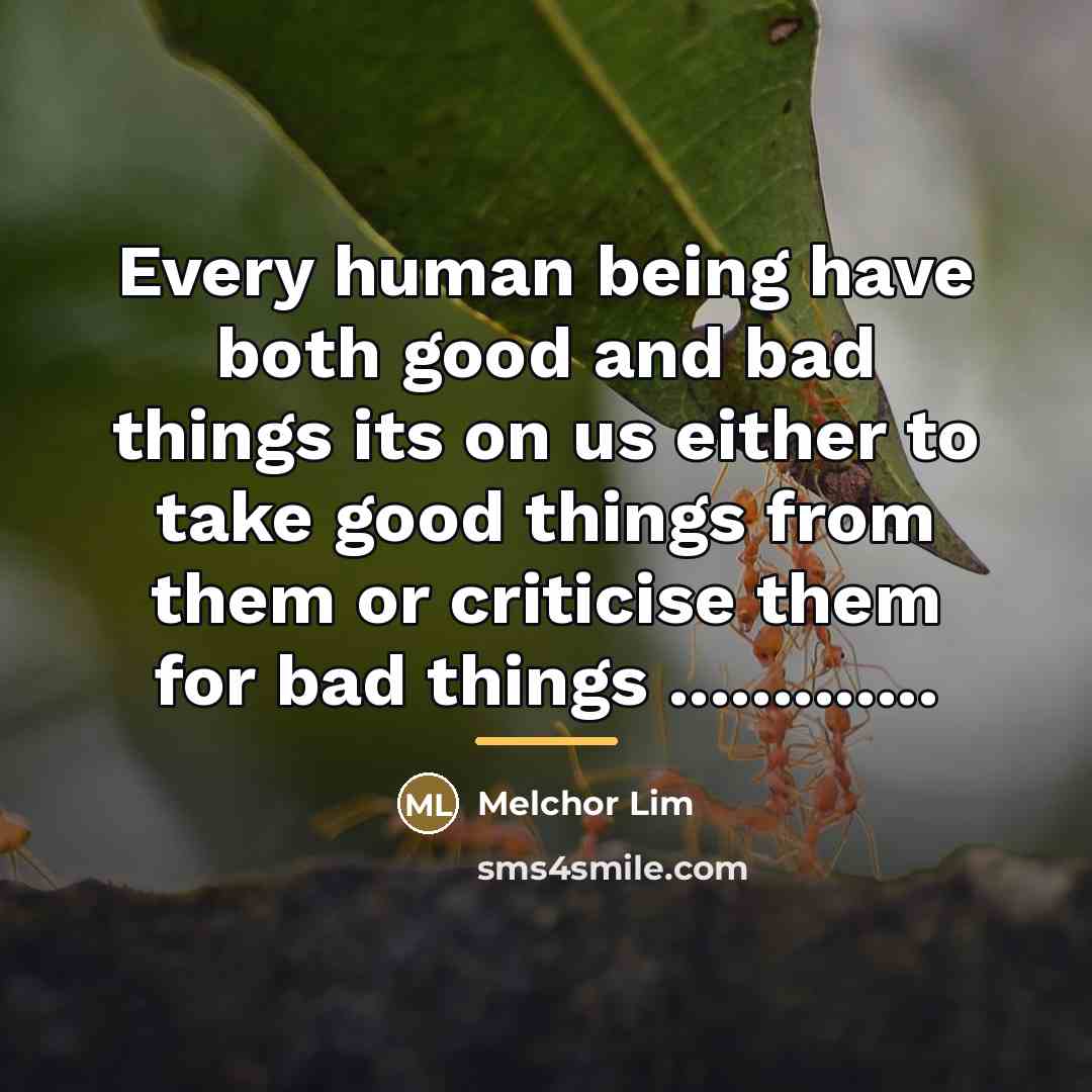 “Every human being have both good and bad things its…” quote by Melchor Lim
