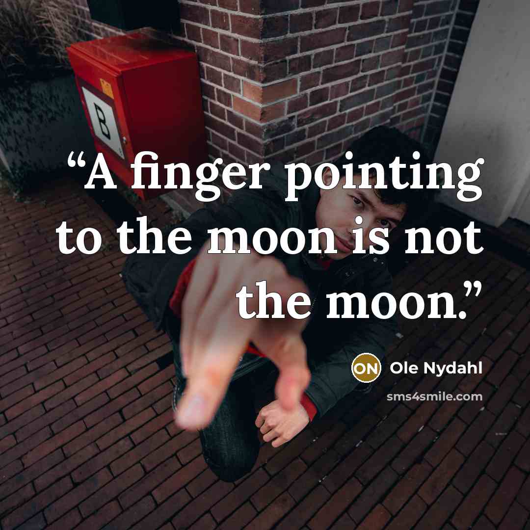 “A finger pointing to the moon is not the moon.” quote by Ole Nydahl