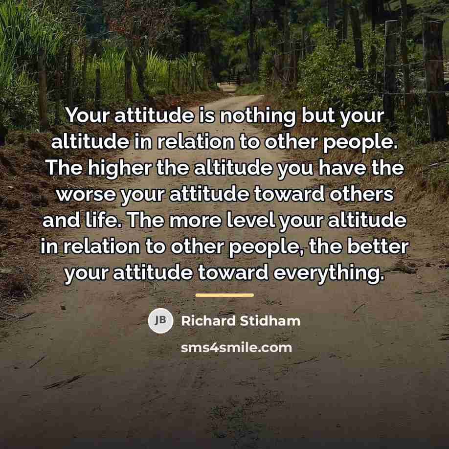 “Your attitude is nothing but your altitude in relation to…” quote by Richard Stidham