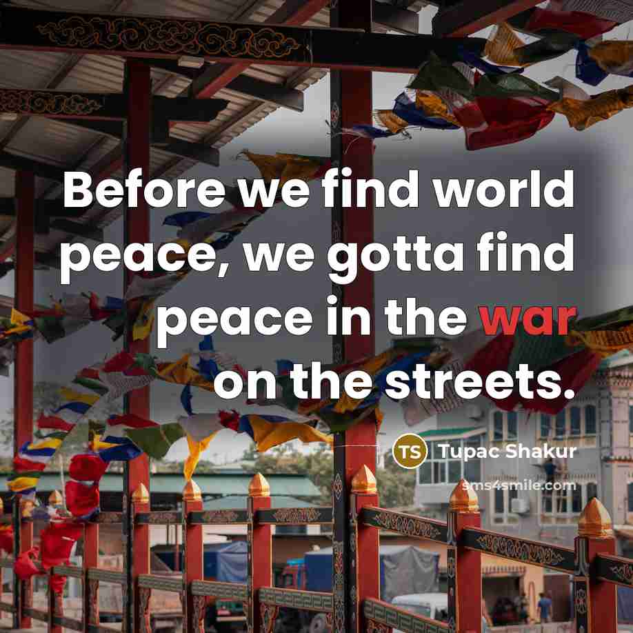 “Before we find world peace, we gotta find peace in…” quote by Tupac Shakur
