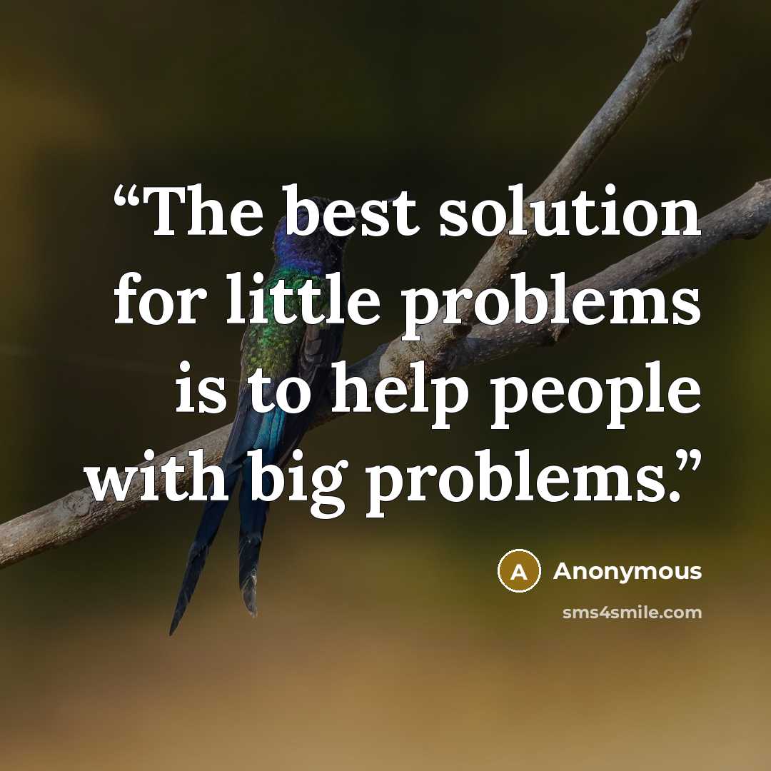 “The best solution for little problems is to help people with big problems.” quote by Anonymous