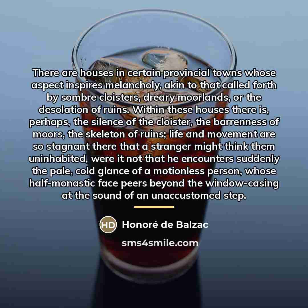 “There are houses in certain provincial towns whose aspect inspires…” quote by Honore de Balzac
