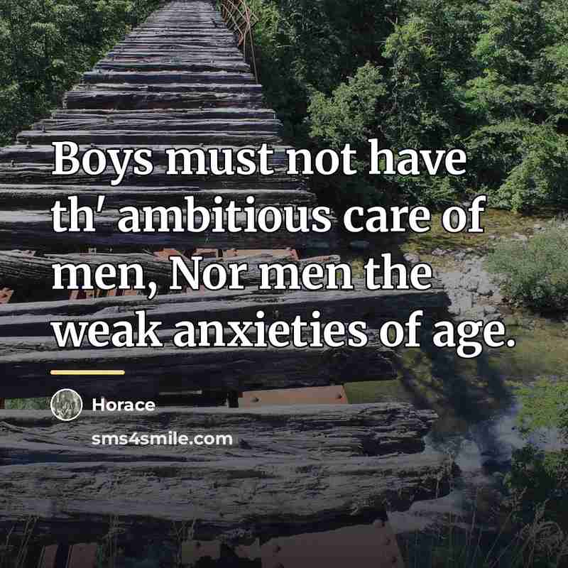 “Boys must not have th' ambitious care of men, Nor…” quote by Horace