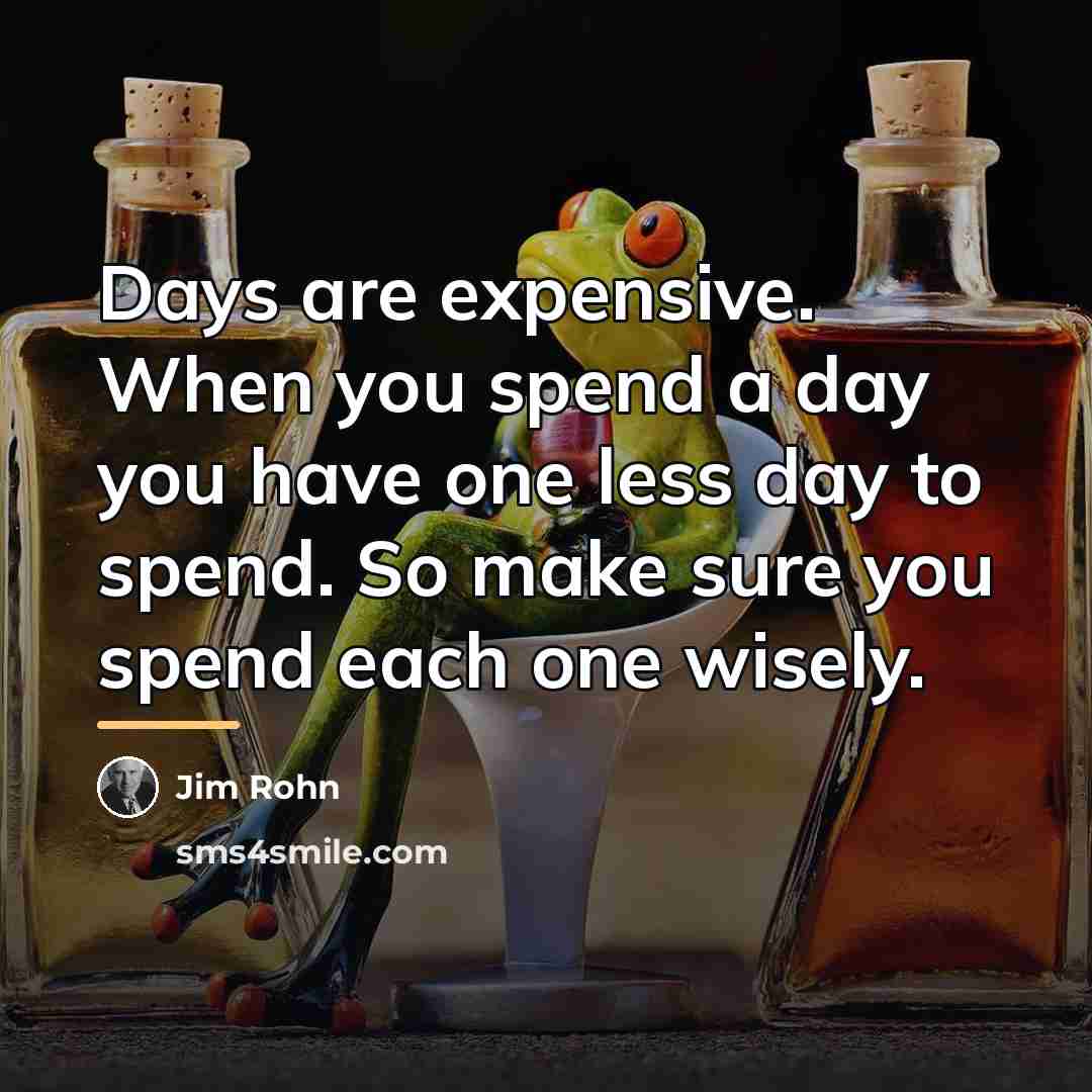 “Days are expensive. When you spend a day you have…” quote by Jim Rohn