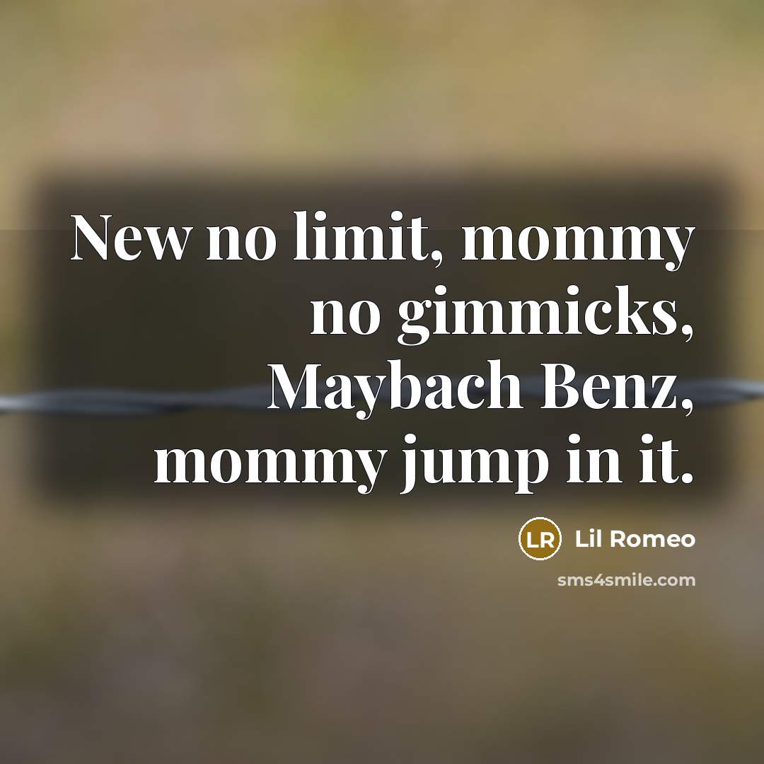 “New no limit, mommy no gimmicks, Maybach Benz, mommy jump…” quote by Lil Romeo