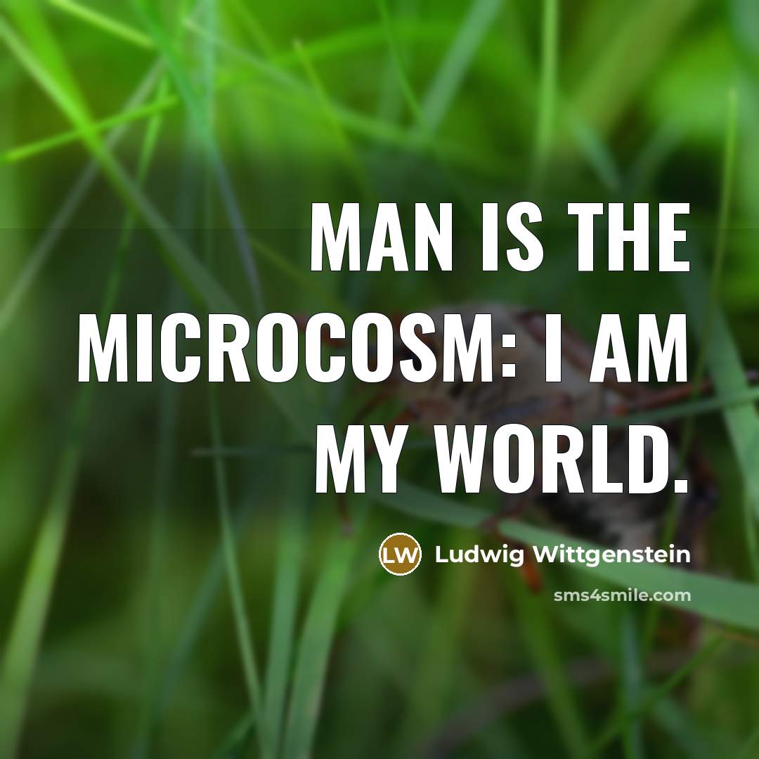 “Man is the microcosm: I am my world.…” quote by Ludwig Wittgenstein