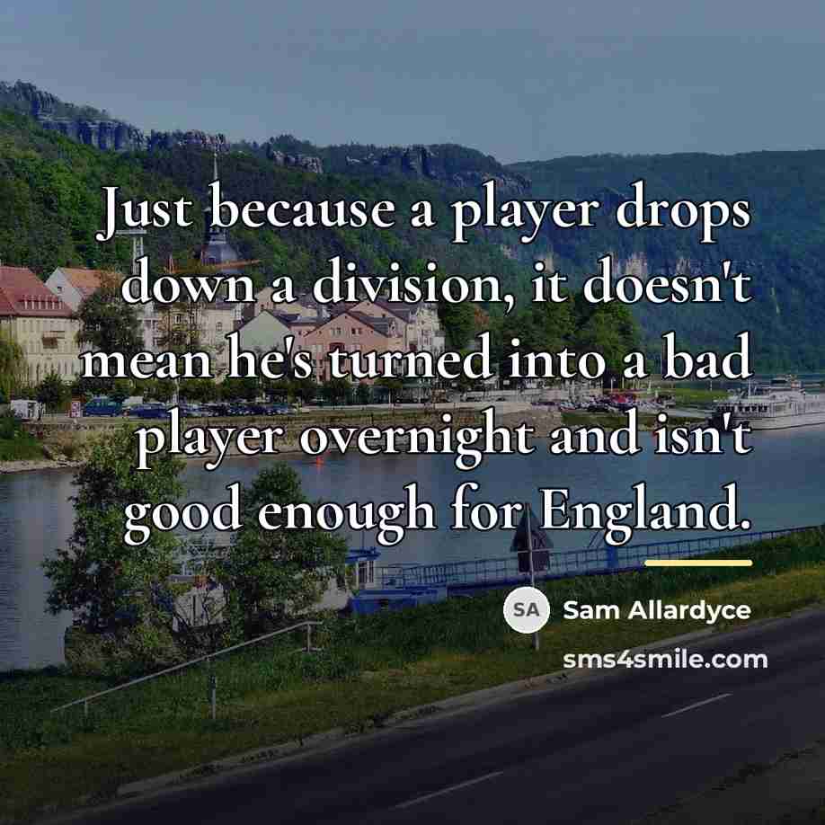 “Just because a player drops down a division, it doesn't…” quote by Sam Allardyce