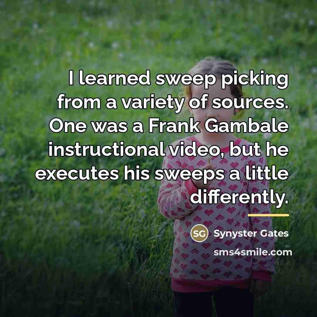 “I learned sweep picking from a variety of sources. One…” quote by Synyster Gates