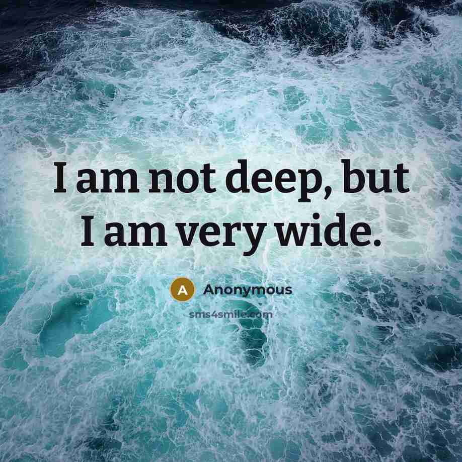 “I am not deep, but I am very wide.…” quote by Anonymous