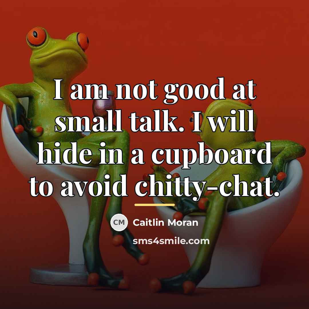 “I am not good at small talk. I will hide…” quote by Caitlin Moran