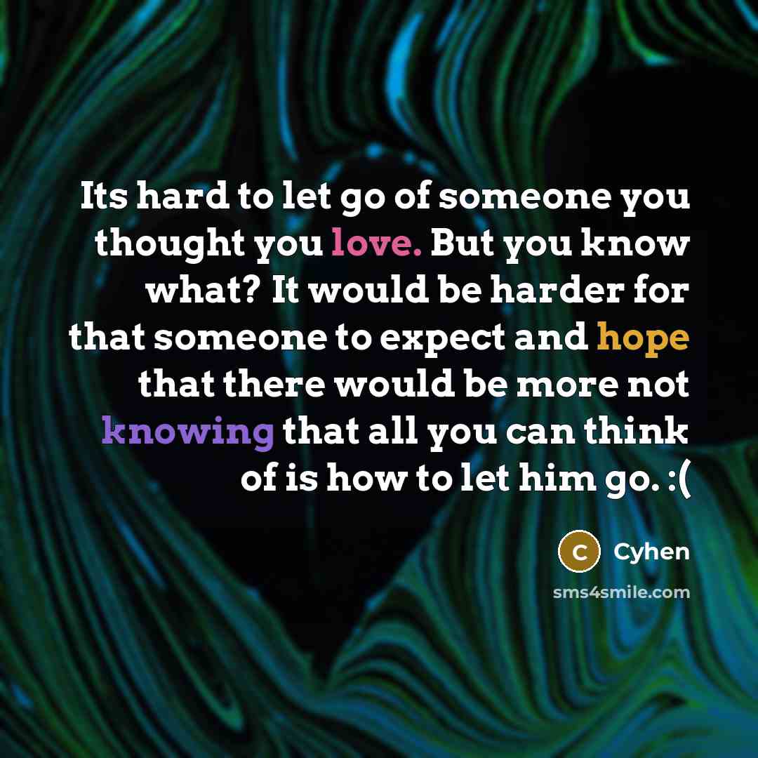 “Its hard to let go of someone you thought you…” quote by Cyhen