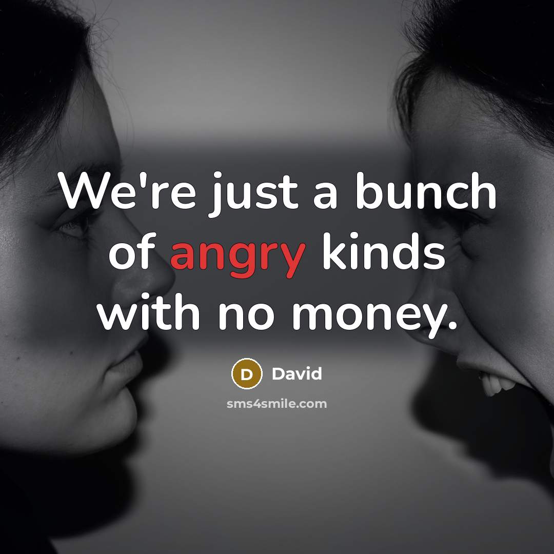 “We're just a bunch of angry kinds with no money.…” quote by David