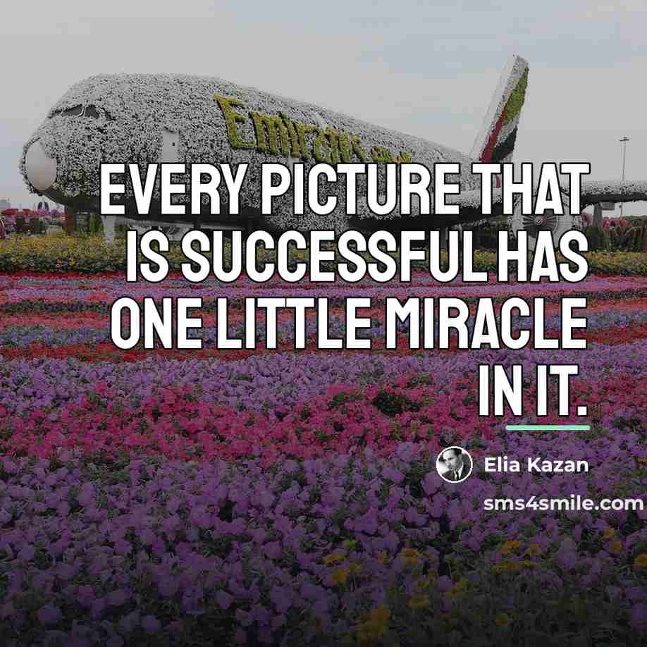 “Every picture that is successful has one little miracle in…” quote by Elia Kazan
