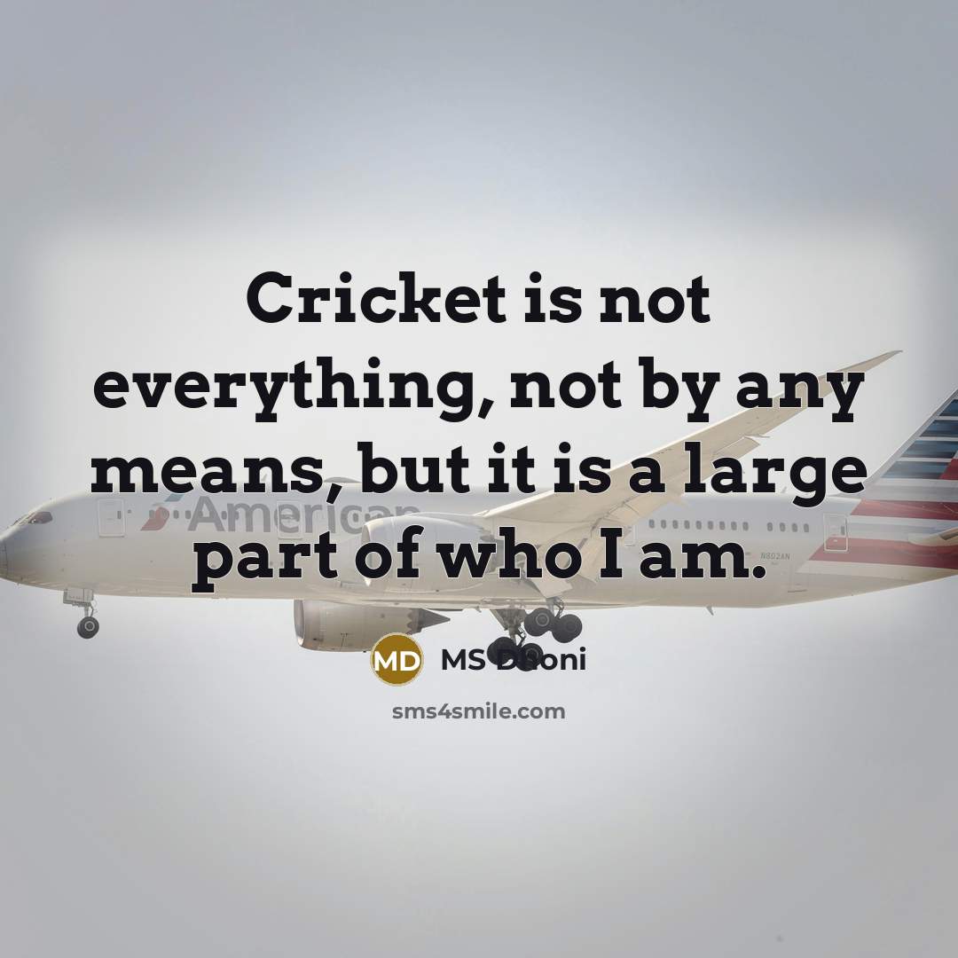 “Cricket is not everything, not by any means, but it…” quote by MS Dhoni