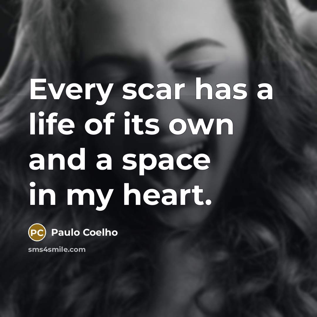 “Every scar has a life of its own and a…” quote by Paulo Coelho