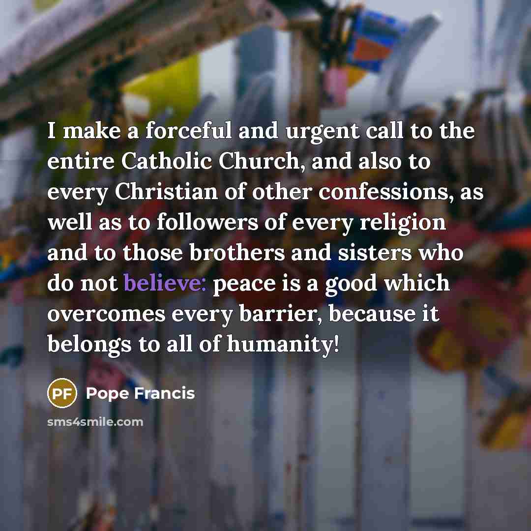 “I make a forceful and urgent call to the entire…” quote by Pope Francis