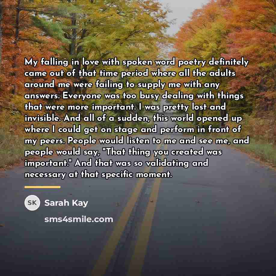 “My falling in love with spoken word poetry definitely came…” quote by Sarah Kay
