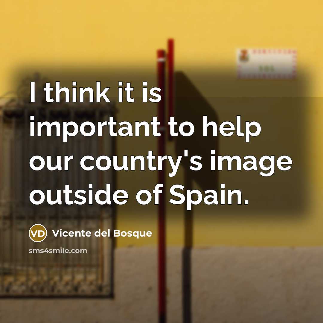 “I think it is important to help our country's image…” quote by Vicente del Bosque