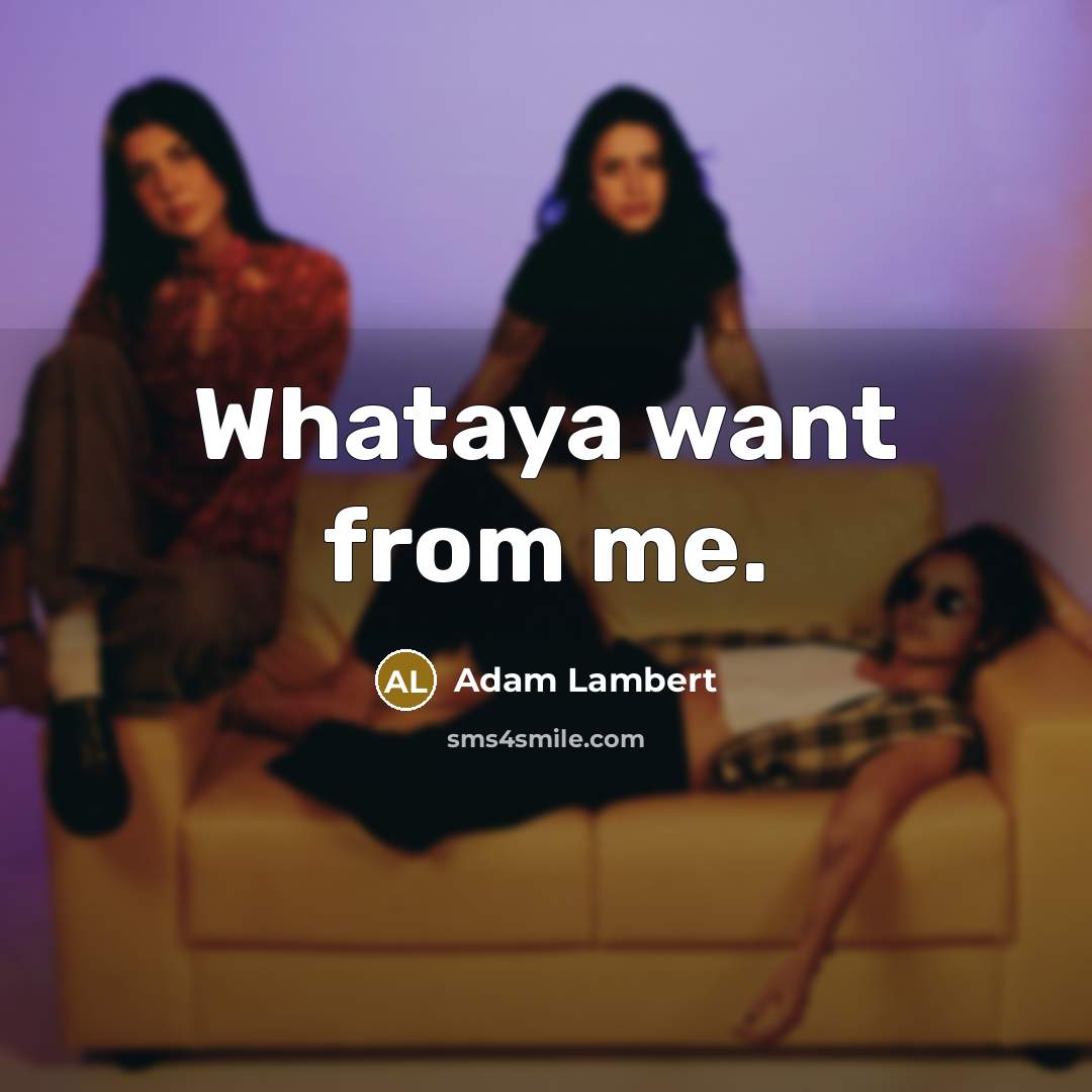 “Whataya want from me.…” quote by Adam Lambert