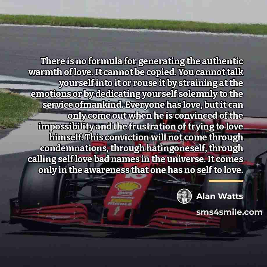 “There is no formula for generating the authentic warmth of…” quote by Alan Watts