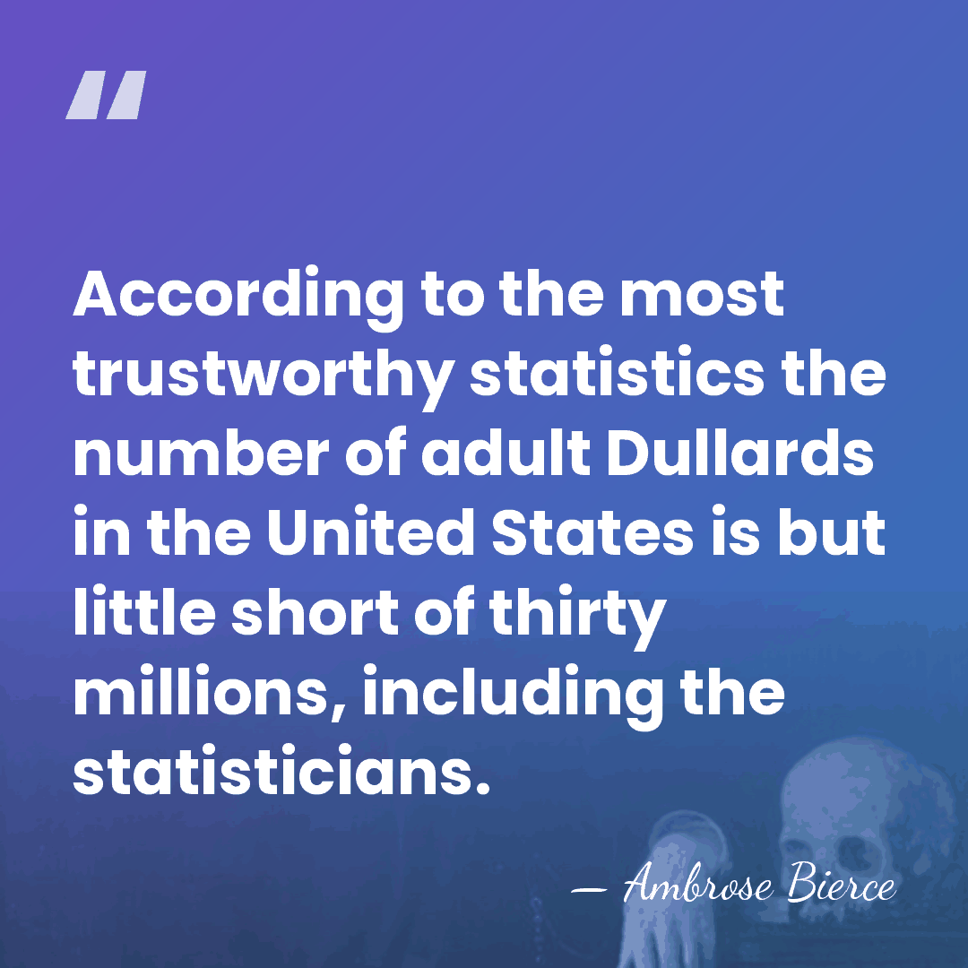 According to the most trustworthy statistics the number of adult Dullards in&hellip; - Ambrose Bierce