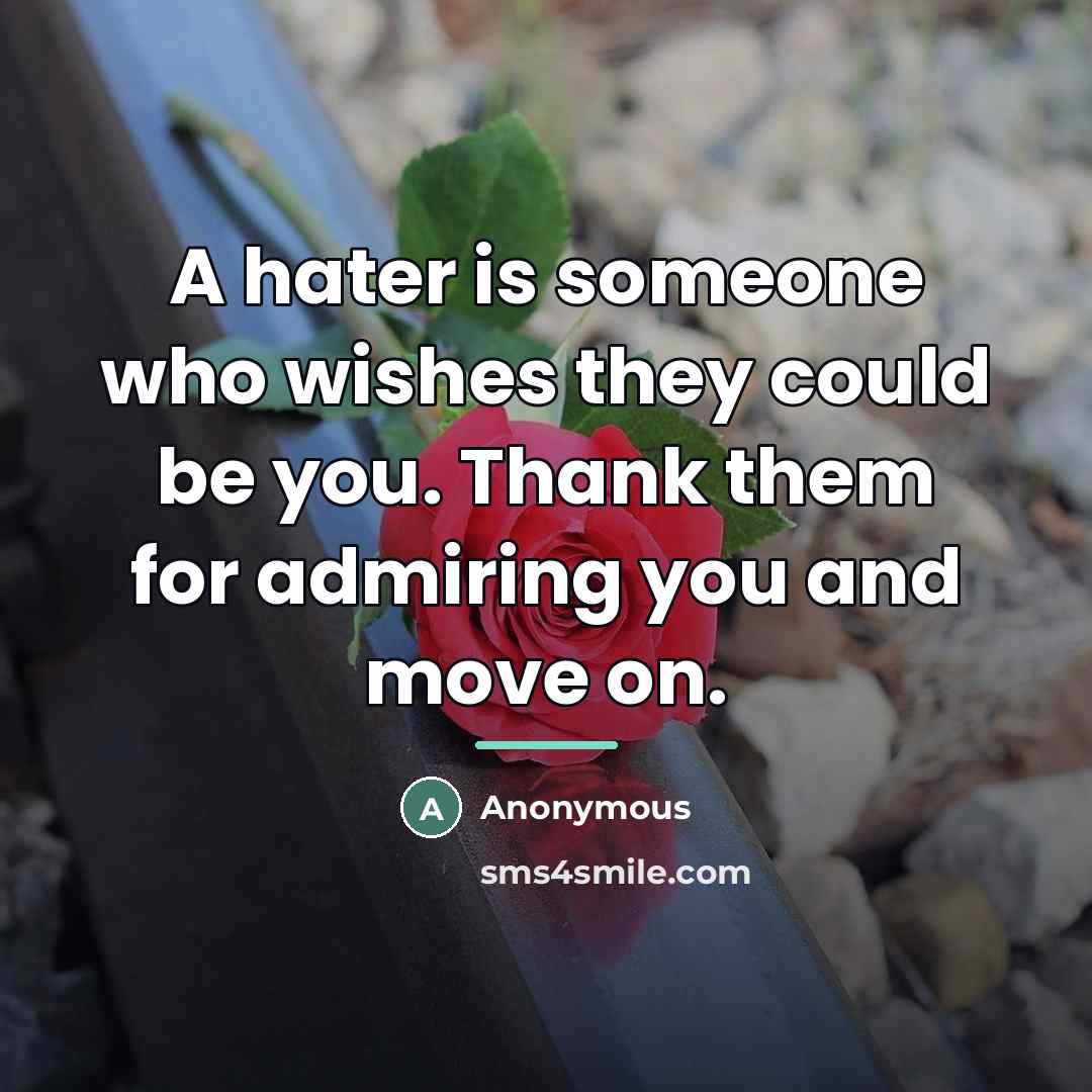 “A hater is someone who wishes they could be you.…” quote by Anonymous
