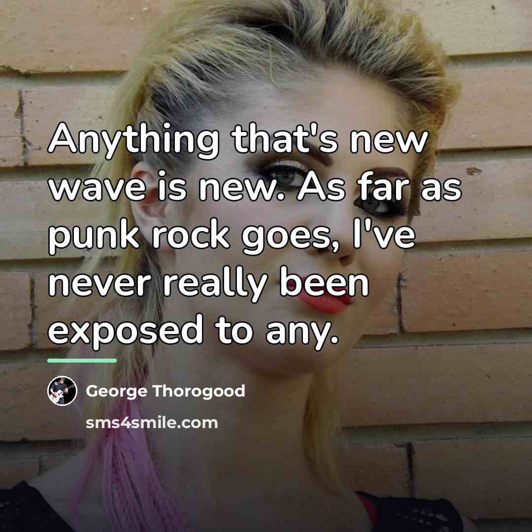 “Anything that's new wave is new. As far as punk…” quote by George Thorogood