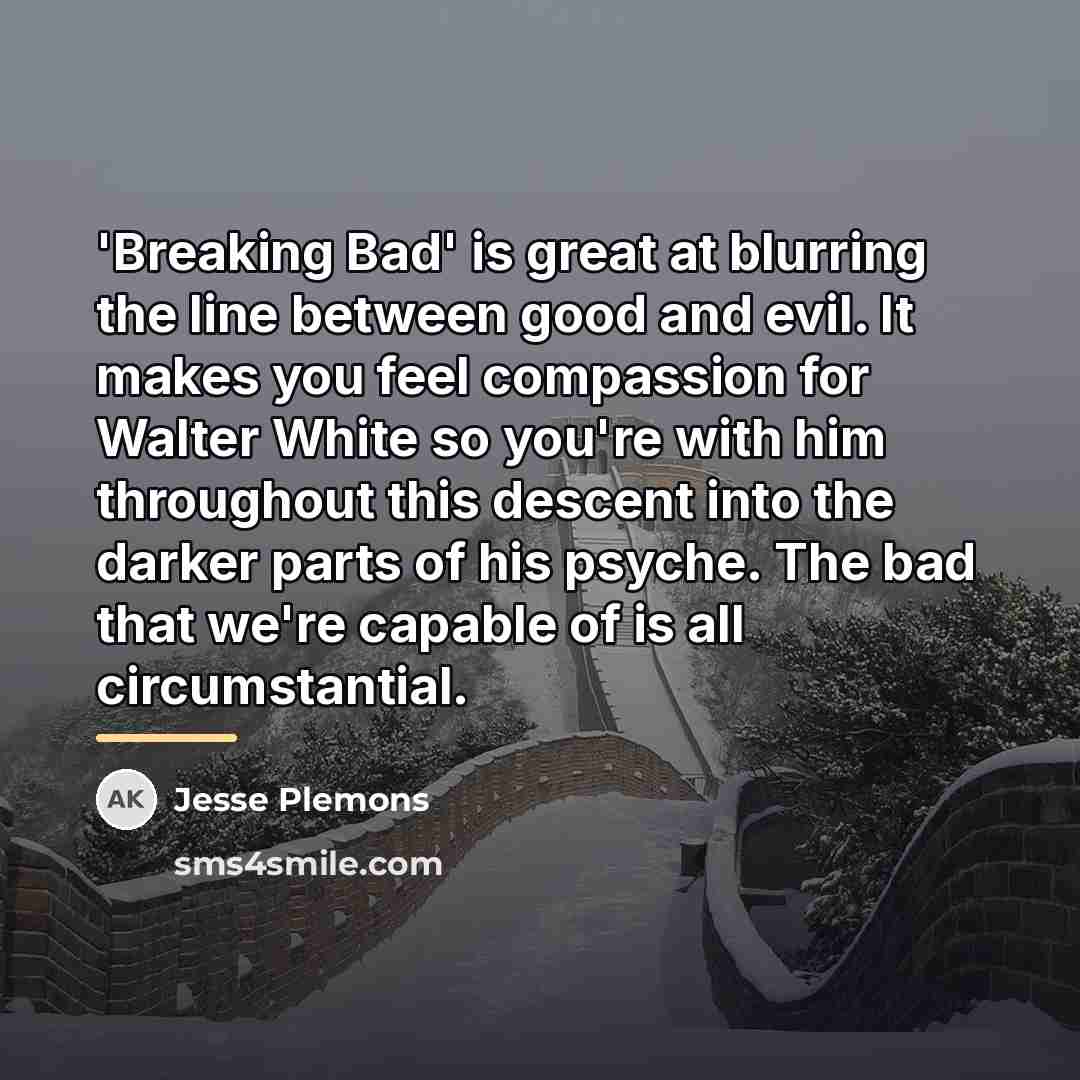 “'Breaking Bad' is great at blurring the line between good…” quote by Jesse Plemons