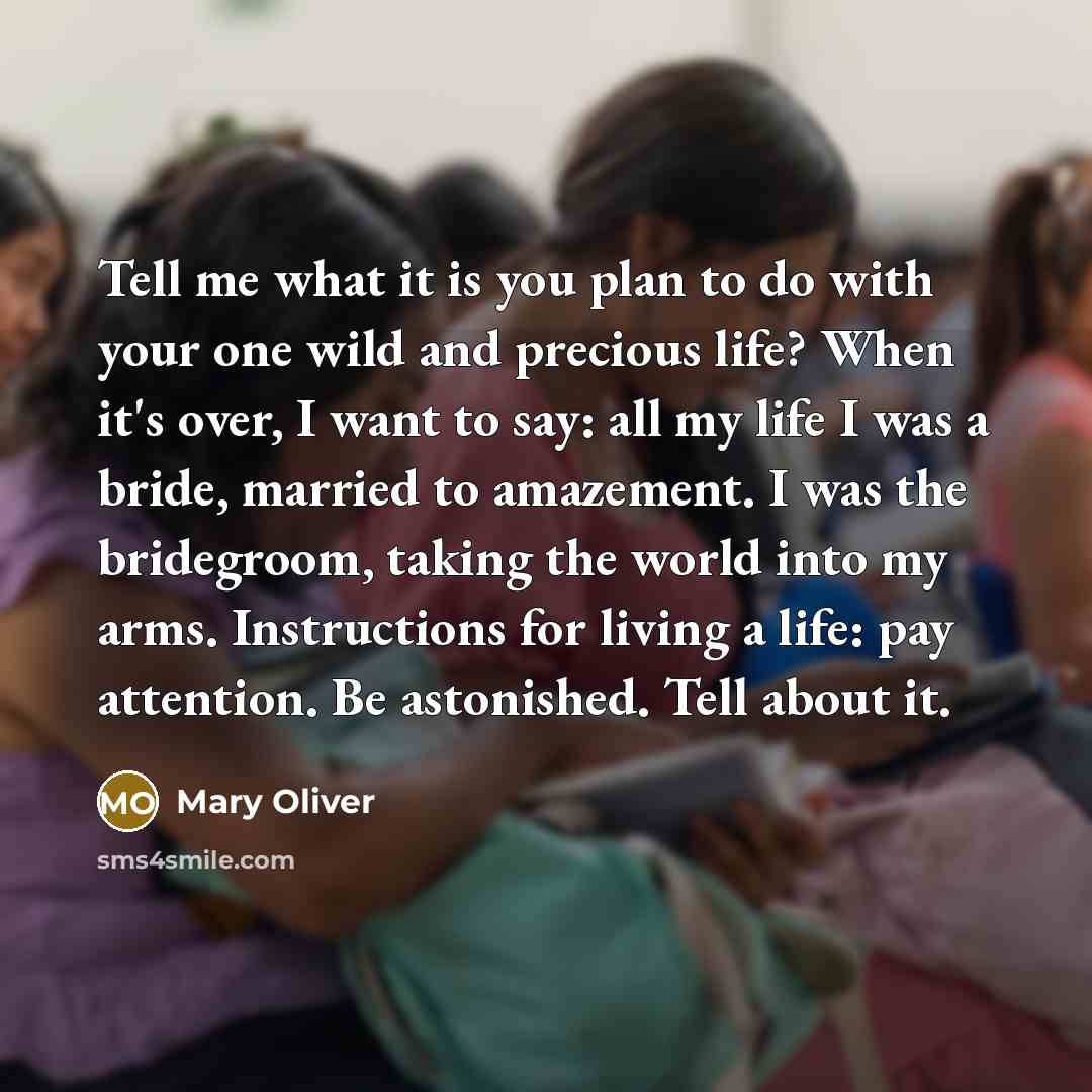 “Tell me what it is you plan to do with…” quote by Mary Oliver