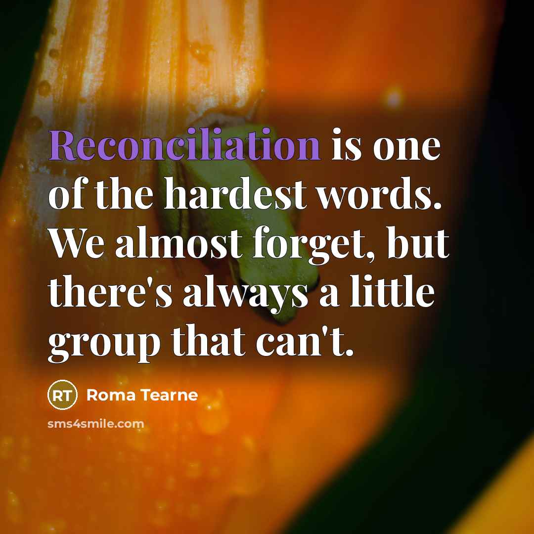 “Reconciliation is one of the hardest words. We almost forget,…” quote by Roma Tearne