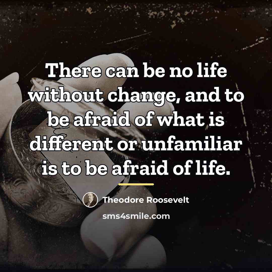 “There can be no life without change, and to be…” quote by Theodore Roosevelt