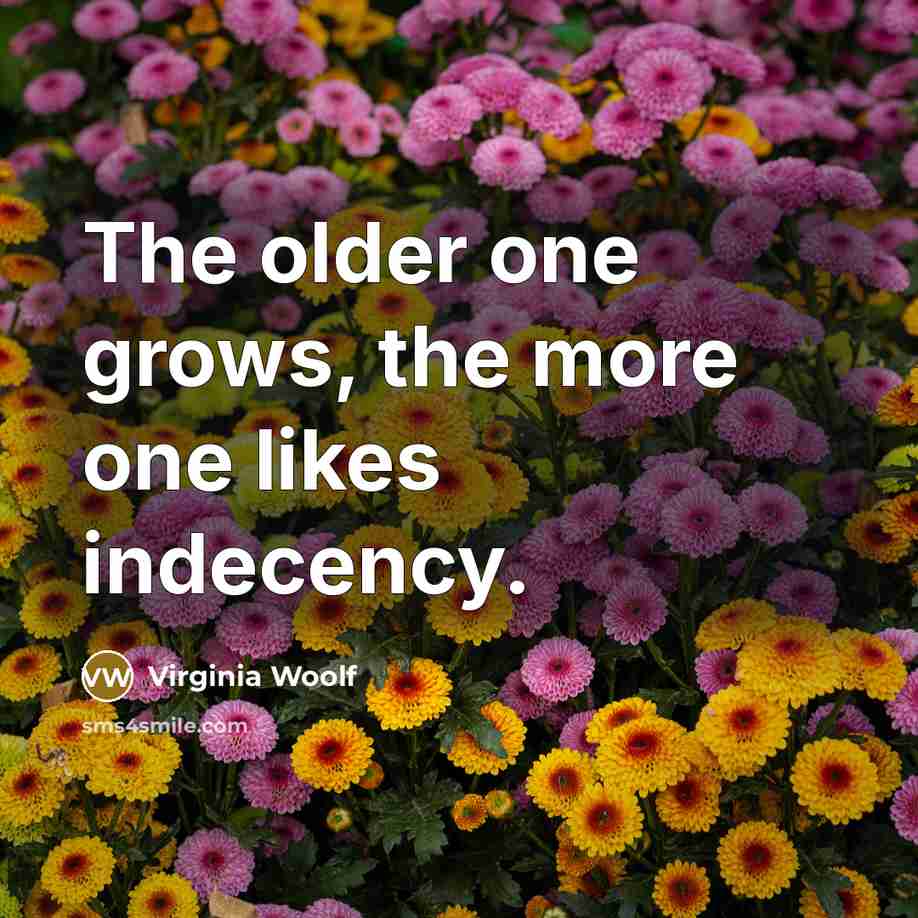 “The older one grows, the more one likes indecency.…” quote by Virginia Woolf