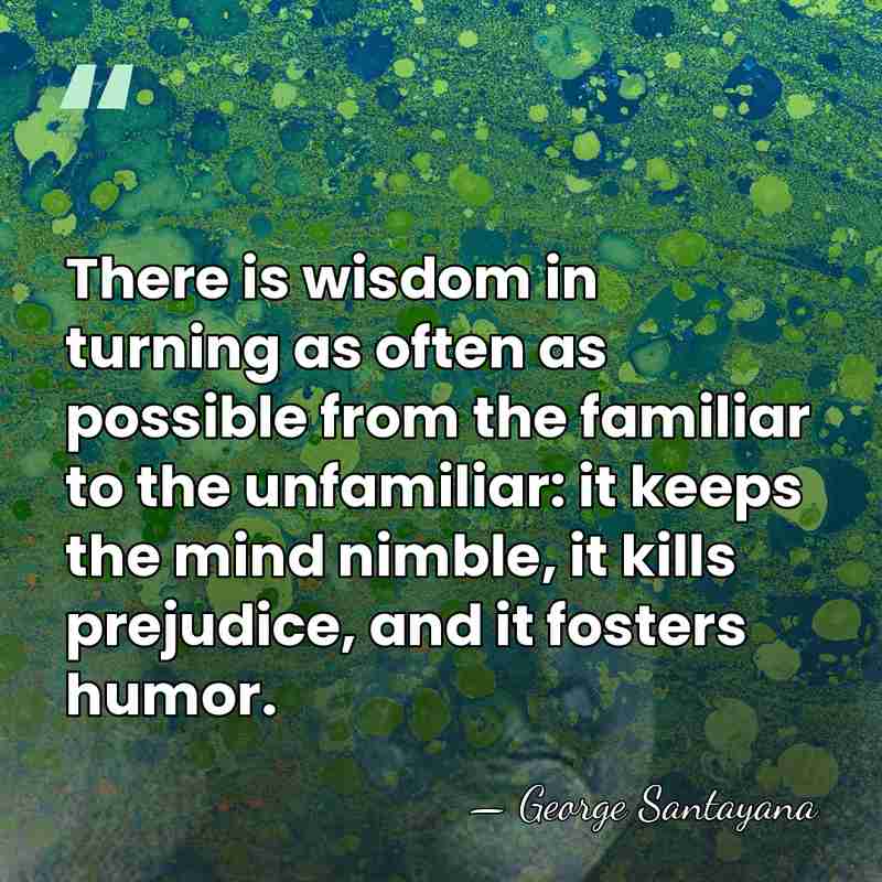 There is wisdom in turning as often as possible from the familiar&hellip; - George Santayana